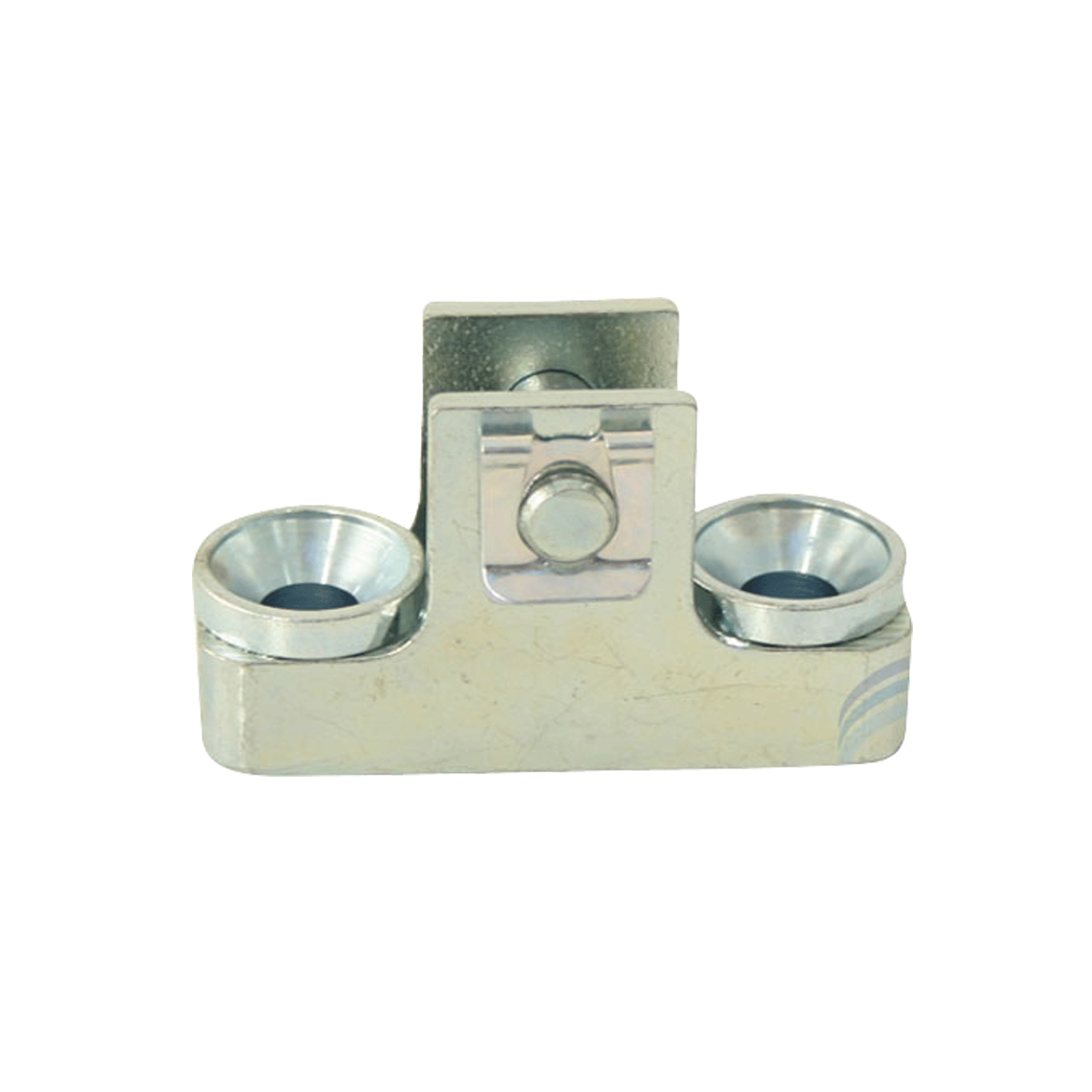 Flügelbock FB 11/C aus verzinktem Stahl zur Befestigung von Linearantrieben der Serien M1 und M9 an Fensterflügeln. Auch für schmale Rahmen geeignet. Höchste Tragfähigkeit und guter Korrosionsschutz. Mit Sicherungsstift Ø 8 mm und Bohrung für Boden-/Augen