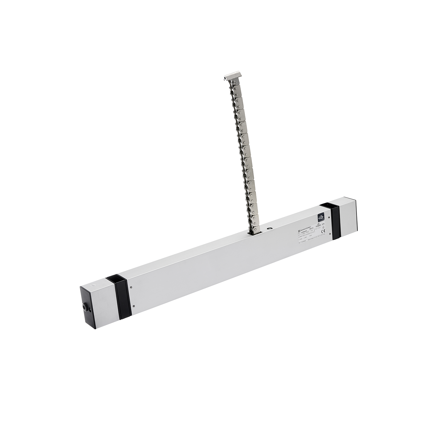 Kettenantrieb KCDL von Kingspan STG – modularer 24 V Fensterantrieb mit 600 N Kraft, geeignet für Lüftung mit aufgesetzter Montagekonsole, beidseitigem Anschluss und austauschbaren Funktionsmodulen.
