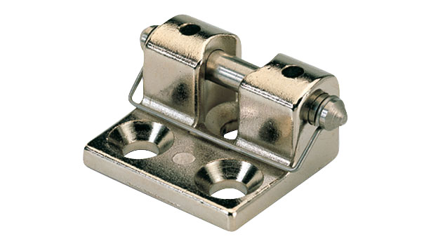 Flügelbock FB9/A aus Zinkdruckguss zur Montage von Linearantrieben der Serien M2, M6, M7, M8 und M9 an Fensterflügeln. Inklusive Sicherungsstift Ø 6 mm und Federbügel. Bohrung für Augenschraube Ø 6,2 mm. Maximale Kraftaufnahme: 1000 N.