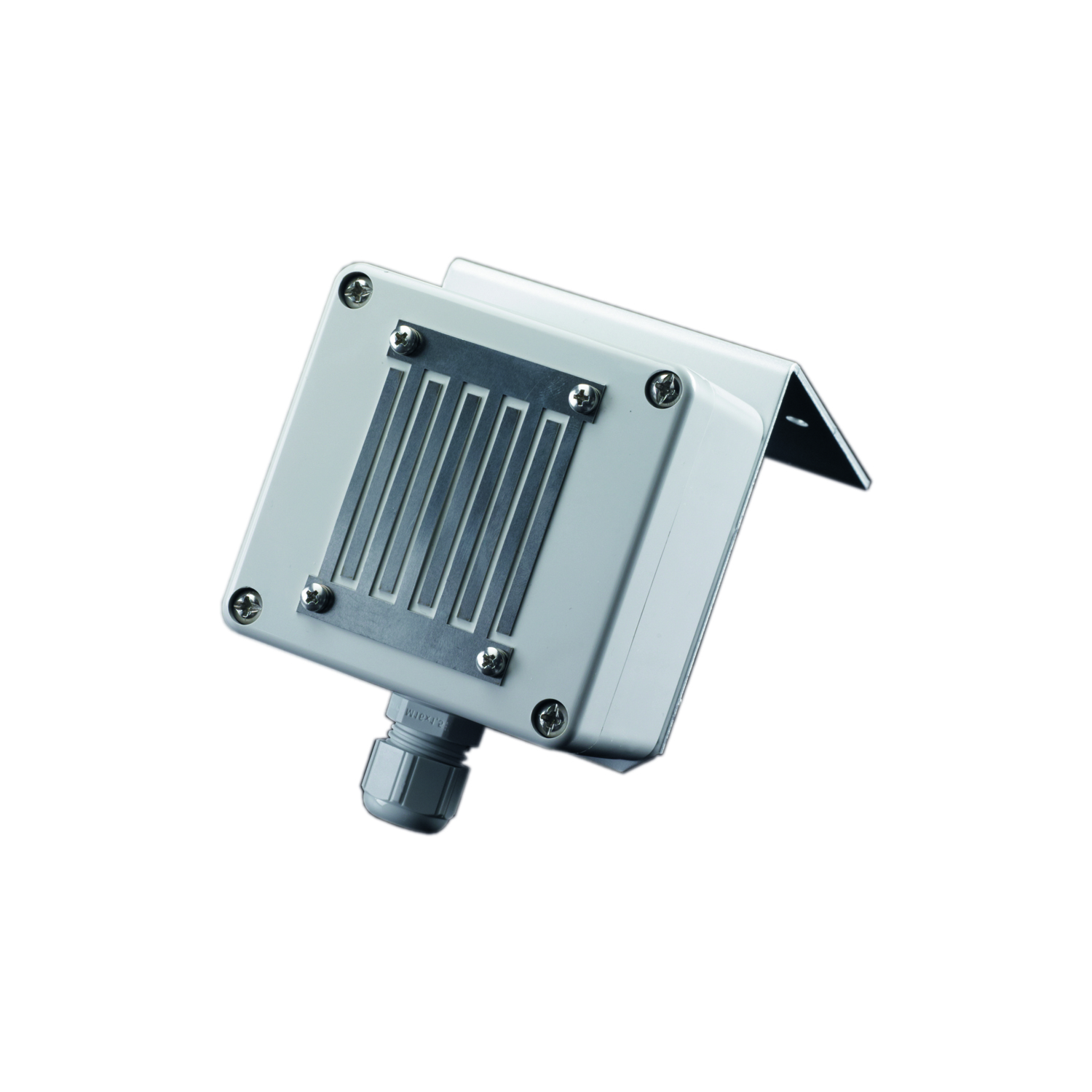 Regenmelder RM/2 24V in wetterfestem Kunststoffgehäuse mit integrierter Auswertelektronik und beheizter Sensorfläche zur zuverlässigen Erkennung von Niederschlag. Geeignet für den Einsatz in RWA- und Lüftungszentralen mit 24 V DC oder 230 V AC. Automatisc