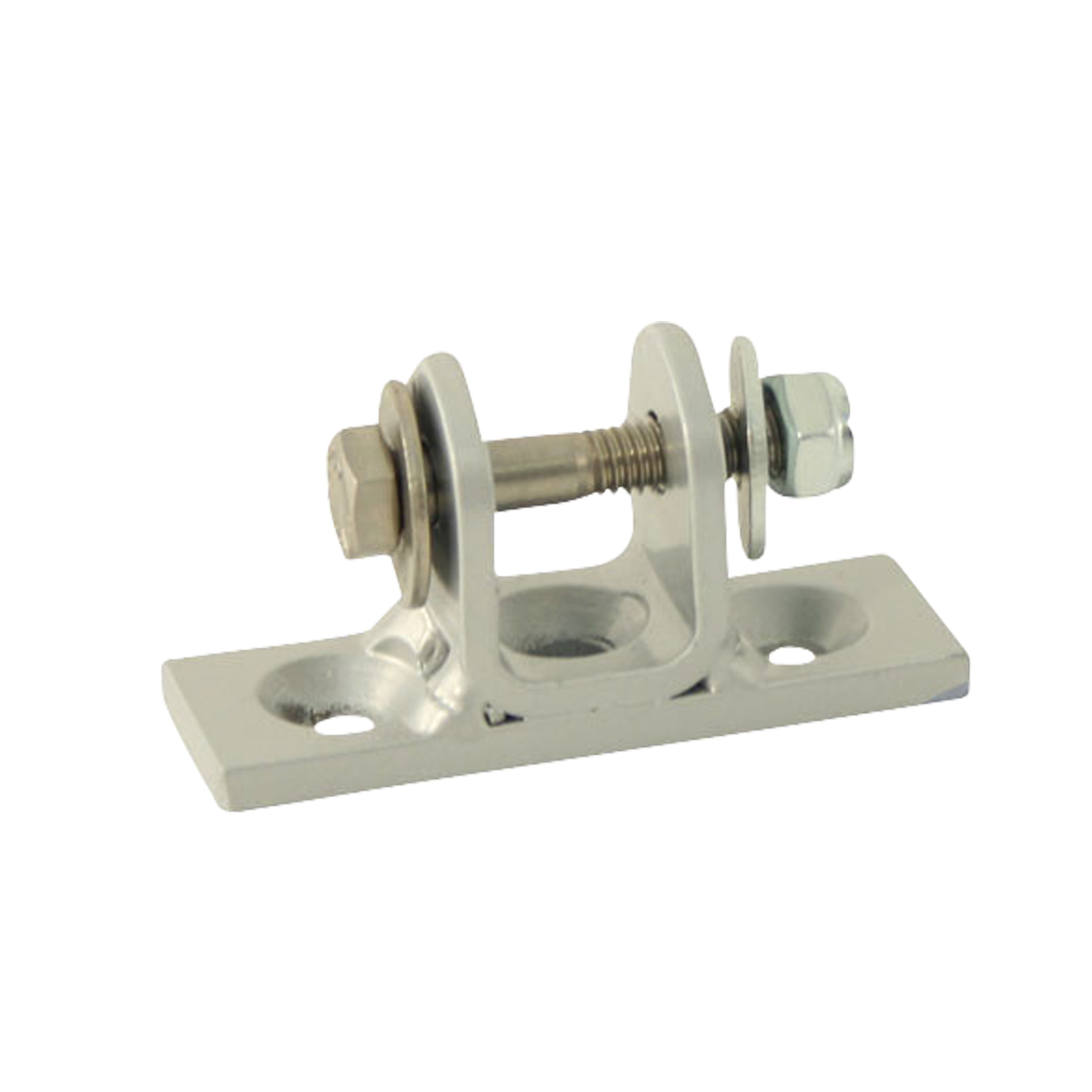 Flügelbock FB9/J aus robustem Stahl zur Befestigung von Linearantrieben der Serien M1, M2, M3 und M9 an Fensterflügeln. Inklusive Sicherungsstift Ø 8 mm und Bohrung für Augenschraube Ø 8,2 mm. Maximale zulässige Kraftaufnahme: 1500 N