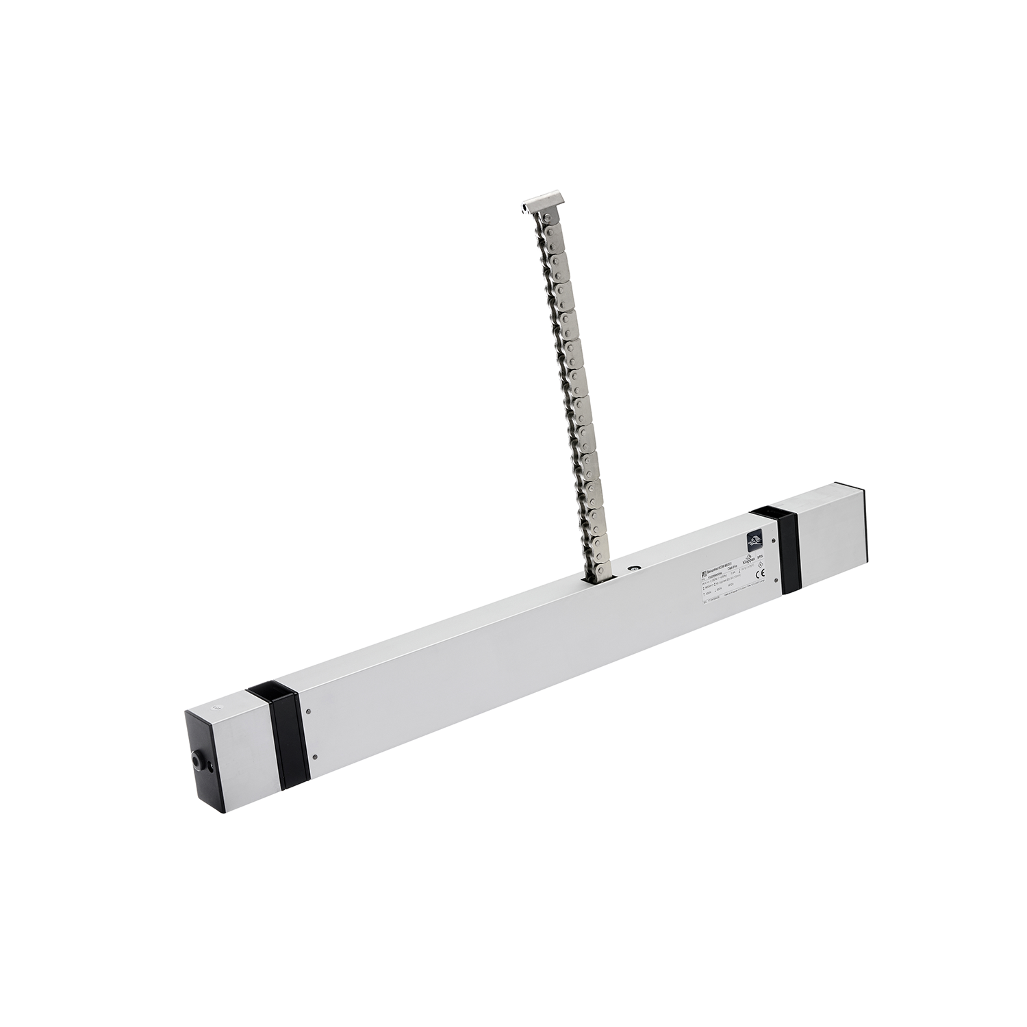 Kettenantrieb KCDM von Kingspan STG in Seitenansicht – kompakter Hochleistungsantrieb mit Aluminiumgehäuse für Fensterautomation.