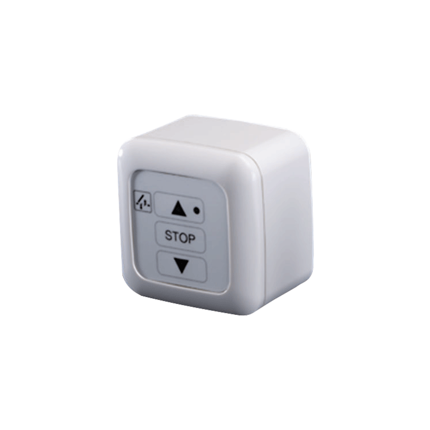 Lüftungstaster LTA 25 in Aufputz-Ausführung mit Tasten AUF, STOP und ZU sowie LED-Anzeige zur manuellen Steuerung von Lüftungsanlagen.