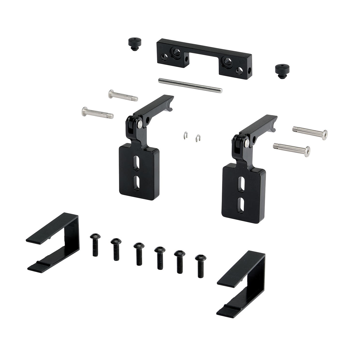 Konsolenset KCD BS/IO/SW zur Flügelmontage an einwärts öffnenden Kipp-, Klapp- oder Drehfenstern. Geeignet für alle KCD-Kettenantriebe. Farbe: Schwarz (RAL 9005), optional auch in anderen RAL-Farben erhältlich.